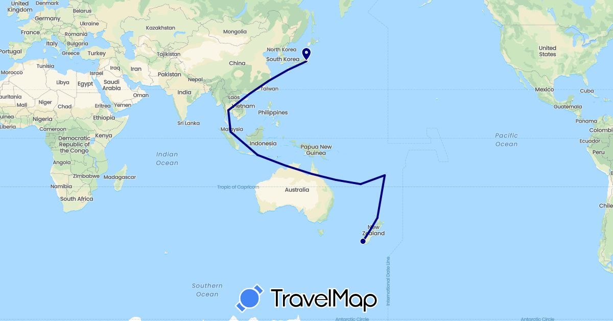 TravelMap itinerary: driving in Fiji, France, Indonesia, Japan, Malaysia, New Zealand, Singapore, Thailand (Asia, Europe, Oceania)
